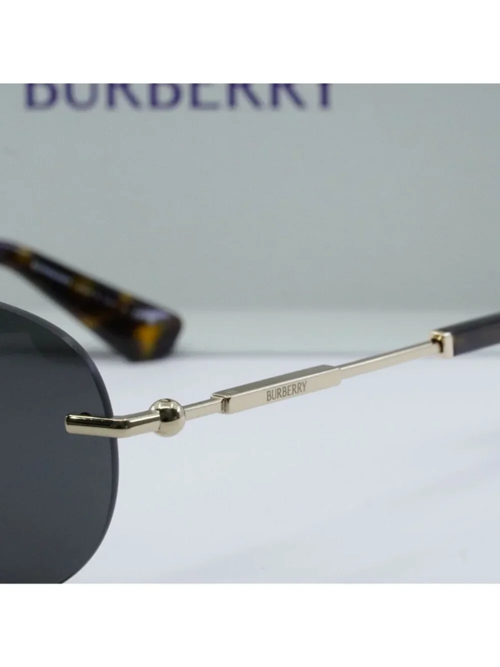 Burberry BE3151 110987 Aviator Sunglasses - Light Gold / Dark Grey